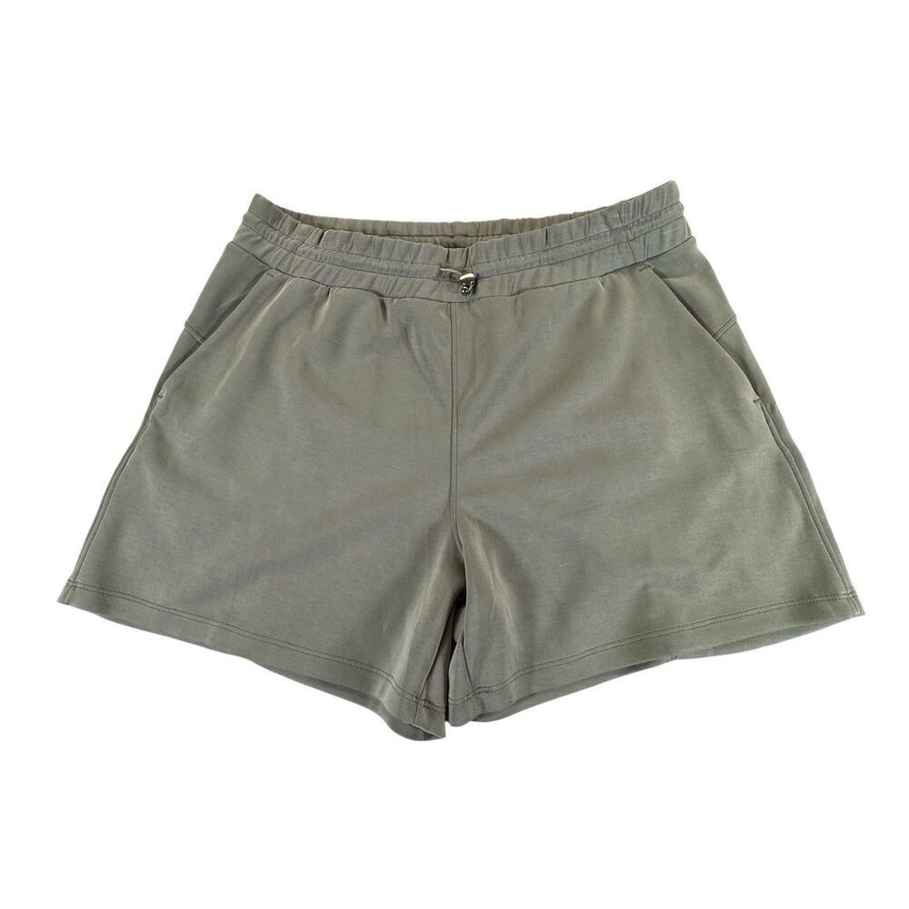ODODOS Sz M Women Sage Green Stretch Waist Pocket Athletic Golf Gym Soft Shorts